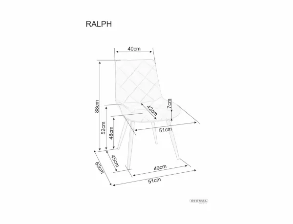 Стол Ralph от велур, цвят бордо - Image 8