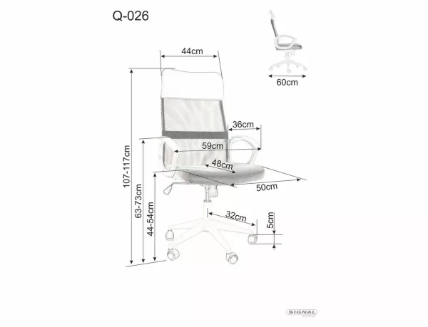 Офисен въртящ се фотьойл Q-026 сив - Image 13