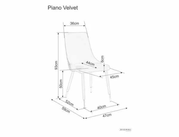Стол Piano B от велур, черен - Image 3