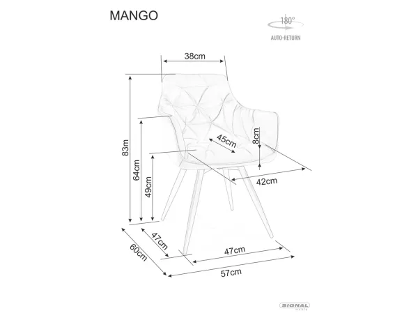 Стол Mango Velvet в цвят манго - Image 2