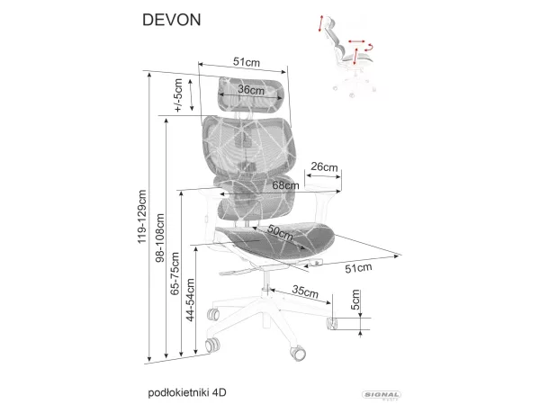 Офисен стол Devon с въртене, черен - Image 7