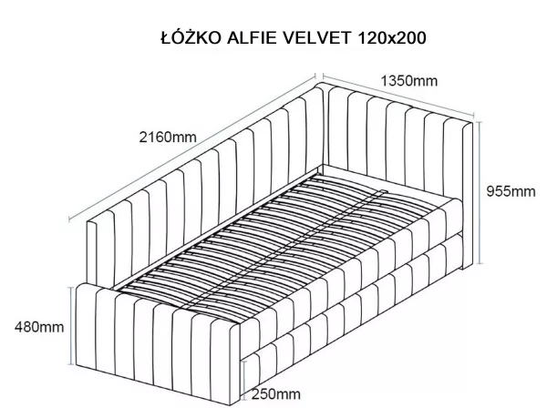 Легло Алфи Велвет, кадифе, цвят бордо - Image 3