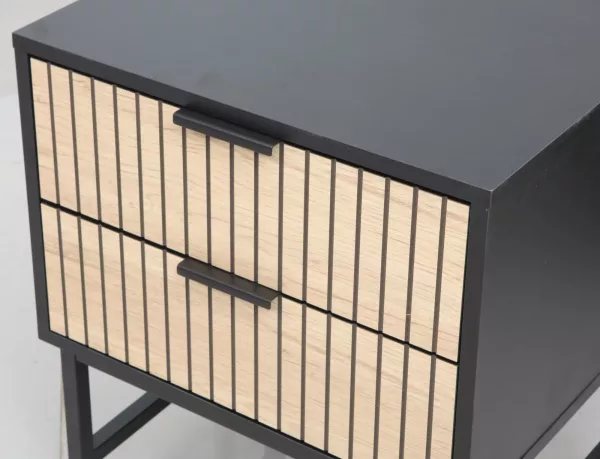 Нощно шкафче с метална конструкция Mago S1 /  Маго S1 60x48x40 – Дъб/Черен мат - Image 2