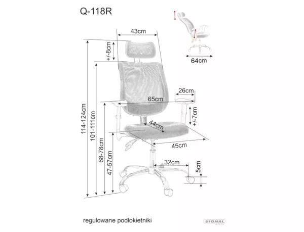 Офисен въртящ се фотьойл Q-118R черен - Image 10