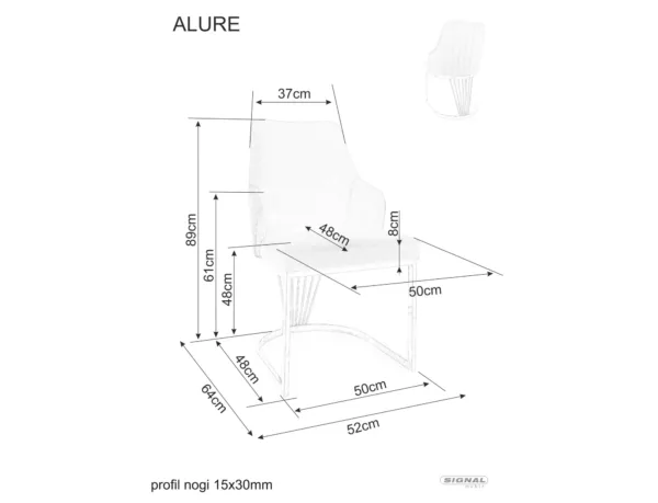 Стол Alure Velvet в цвят кадифе - Image 6
