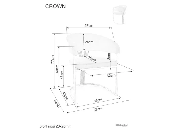 Стол Crown Velvet в кадифе, цвят бордо - Image 5