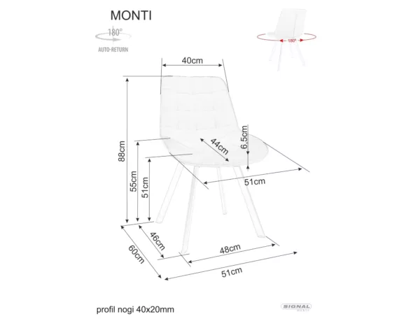 Стол Monti от велур, цвят бордо - Image 7