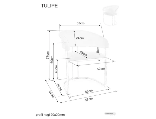 Стол Tulipe от велур, цвят бордо - Image 6