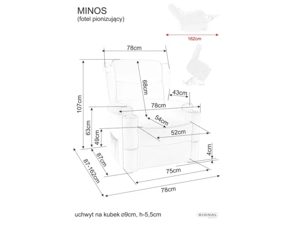 Разтегателен фотьойл Minos Velvet розов - Image 10