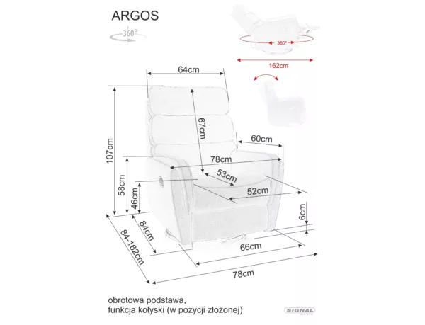 Разтегателен фотьойл Argos Raven розов - Image 5