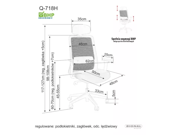 Офисен въртящ се фотьойл Q-718H черен - Image 7