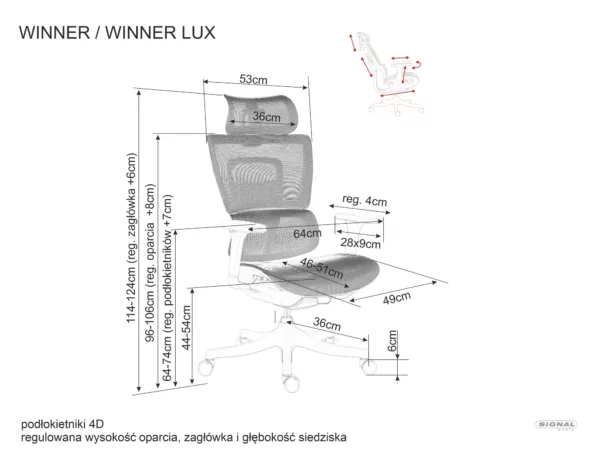 Офисен стол Winner Lux, черен - Image 39