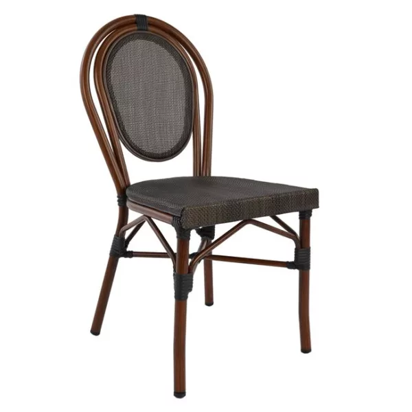 Алуминиев стол с бамбуков вид Brown с текстил 40,5x56,5x89,5 cm