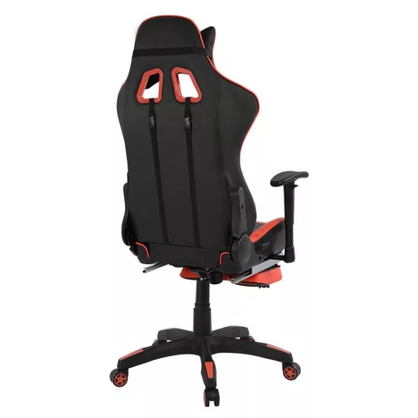 Геймърски офис стол с подложка за крака Speed 68x71,5x134 см - Черно-червен - Image 6