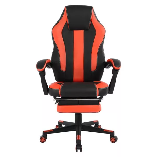 Геймърски офис стол с подложка за крака Speed 72x76,5x123,5 см - Черен и червен - Image 3