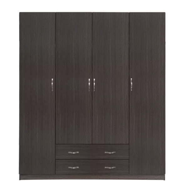 Wardrobe 4 Door with 2 Drawers 200x55.5x180Η HM353.01 Zebrano
