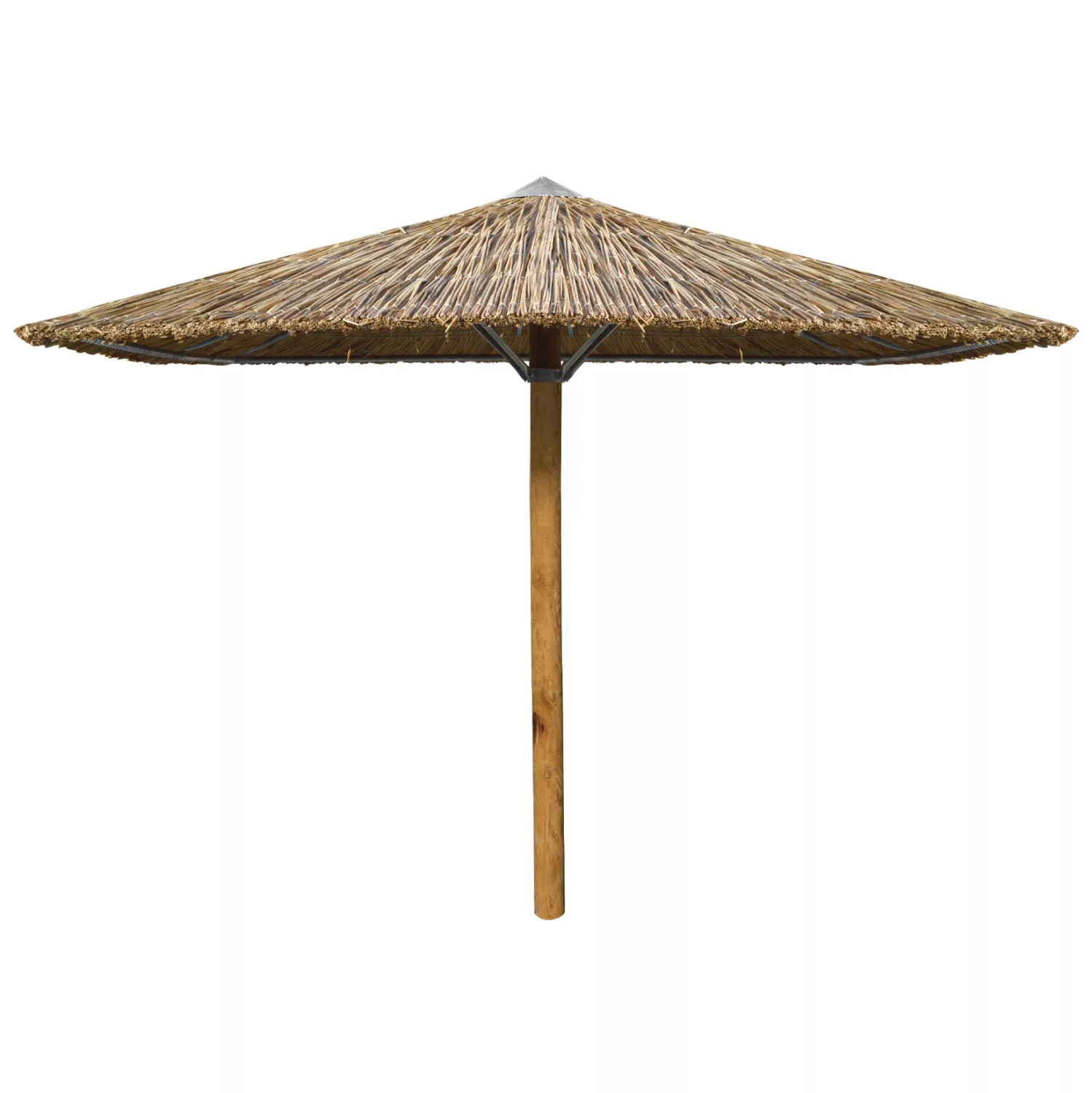 Изкуствена сламена чадър с борова стойка 2.5x2.5