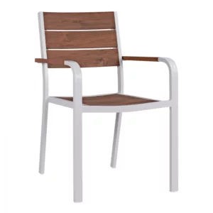 Алуминиев стол с подлакътници White & Polywood 55x56x85 cm