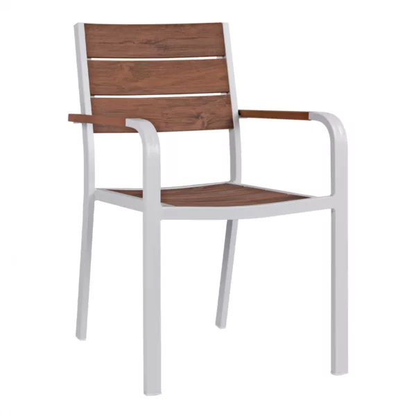 Алуминиев стол с подлакътници White & Polywood 55x56x85 cm