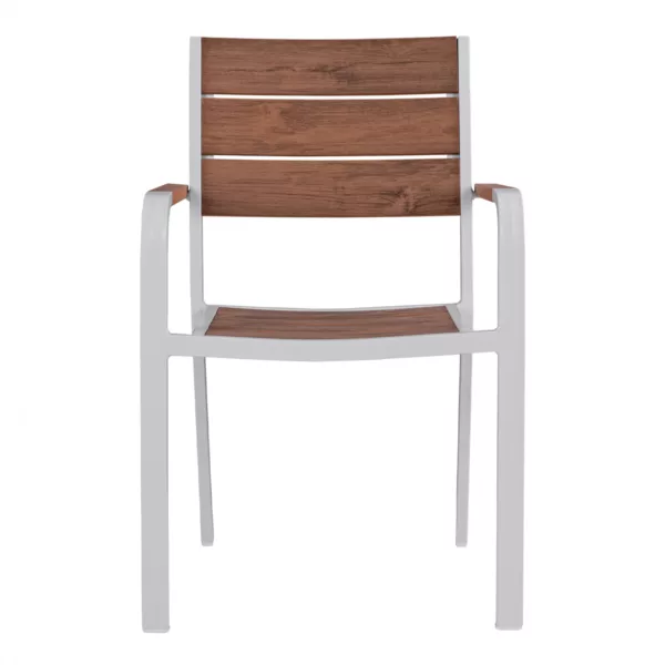 Алуминиев стол с подлакътници White & Polywood 55x56x85 cm - Image 3