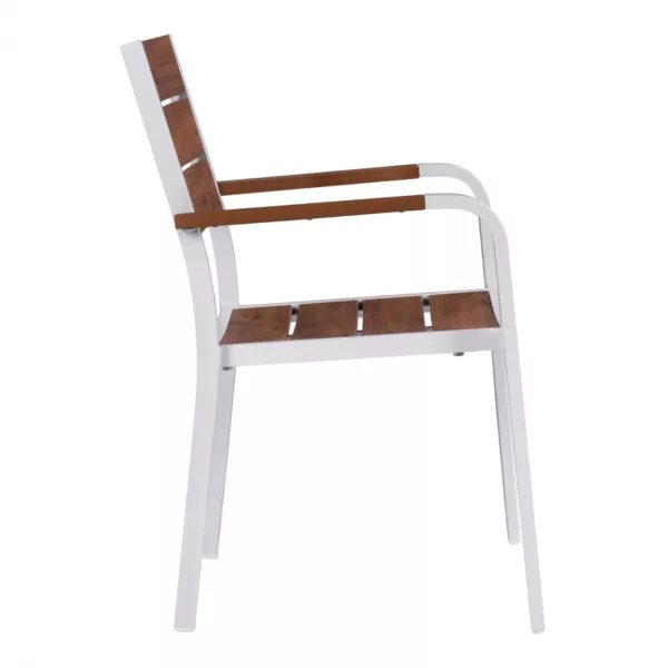 Алуминиев стол с подлакътници White & Polywood 55x56x85 cm - Image 4