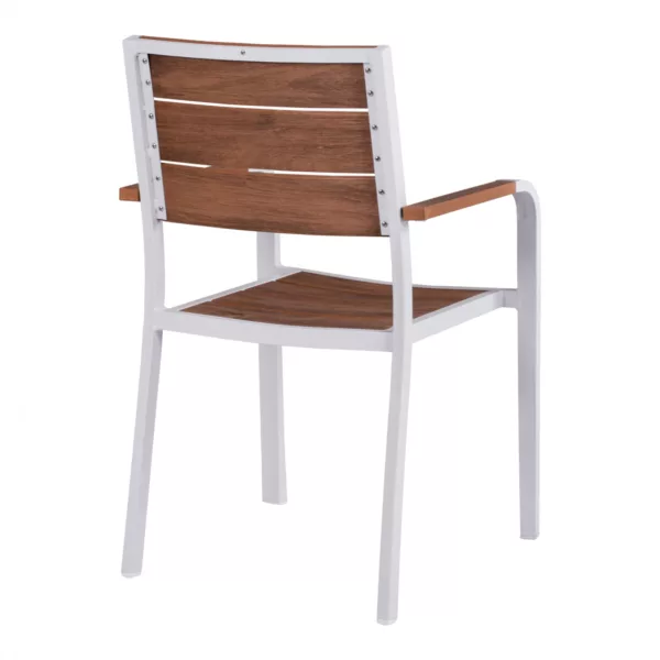 Алуминиев стол с подлакътници White & Polywood 55x56x85 cm - Image 5