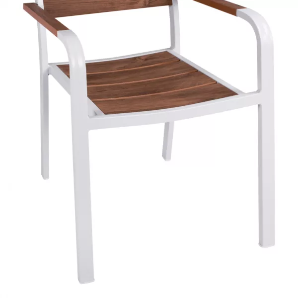Алуминиев стол с подлакътници White & Polywood 55x56x85 cm - Image 8