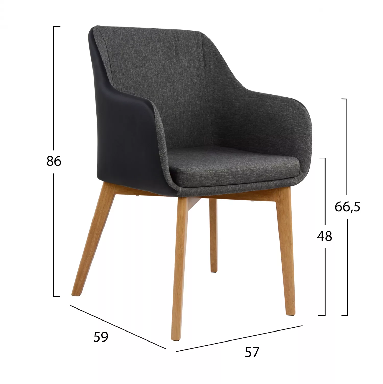 Изискано кресло Bristol 57x59x86 - Тъмно сиво и черно - Image 2